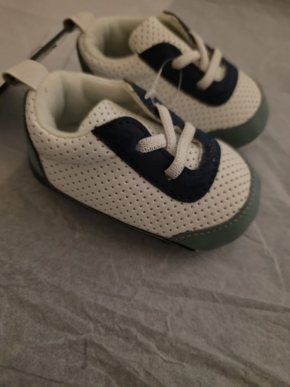 White and Navy Kids Casual Sneakers